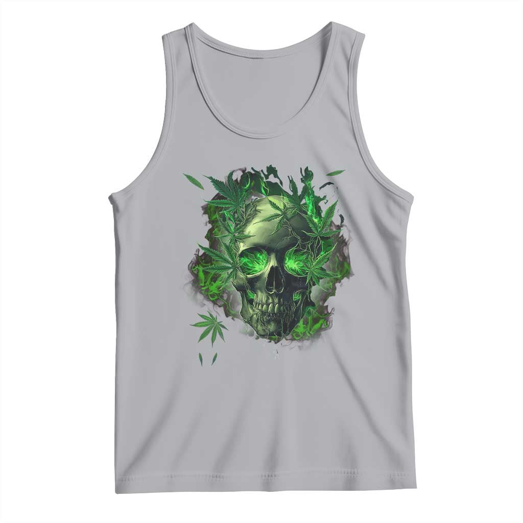Marijuana Skull Tank Top Smoke Weed Cannabis 420 Pot Leaf TS02 Athletic Heather Print Your Wear