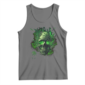 Marijuana Skull Tank Top Smoke Weed Cannabis 420 Pot Leaf TS02 Black Heather Print Your Wear