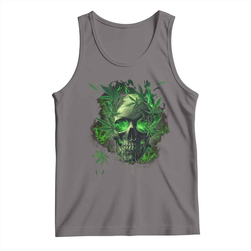Marijuana Skull Tank Top Smoke Weed Cannabis 420 Pot Leaf TS02 Deep Heather Print Your Wear