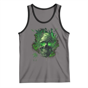 Marijuana Skull Tank Top Smoke Weed Cannabis 420 Pot Leaf TS02 Deep Heather Black Print Your Wear