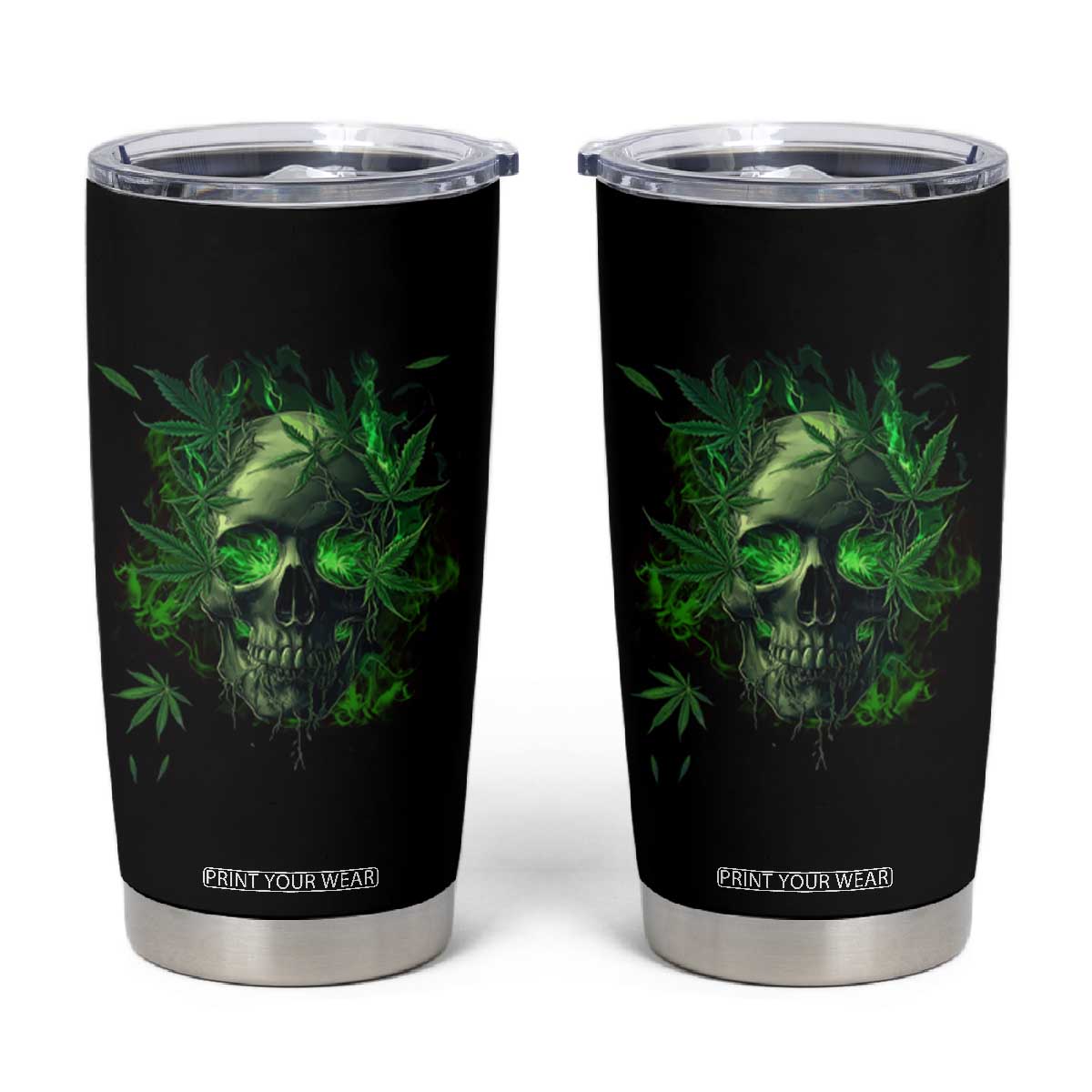 Marijuana Skull Tumbler Cup Smoke Weed Cannabis 420 Pot Leaf TS02 Black Print Your Wear