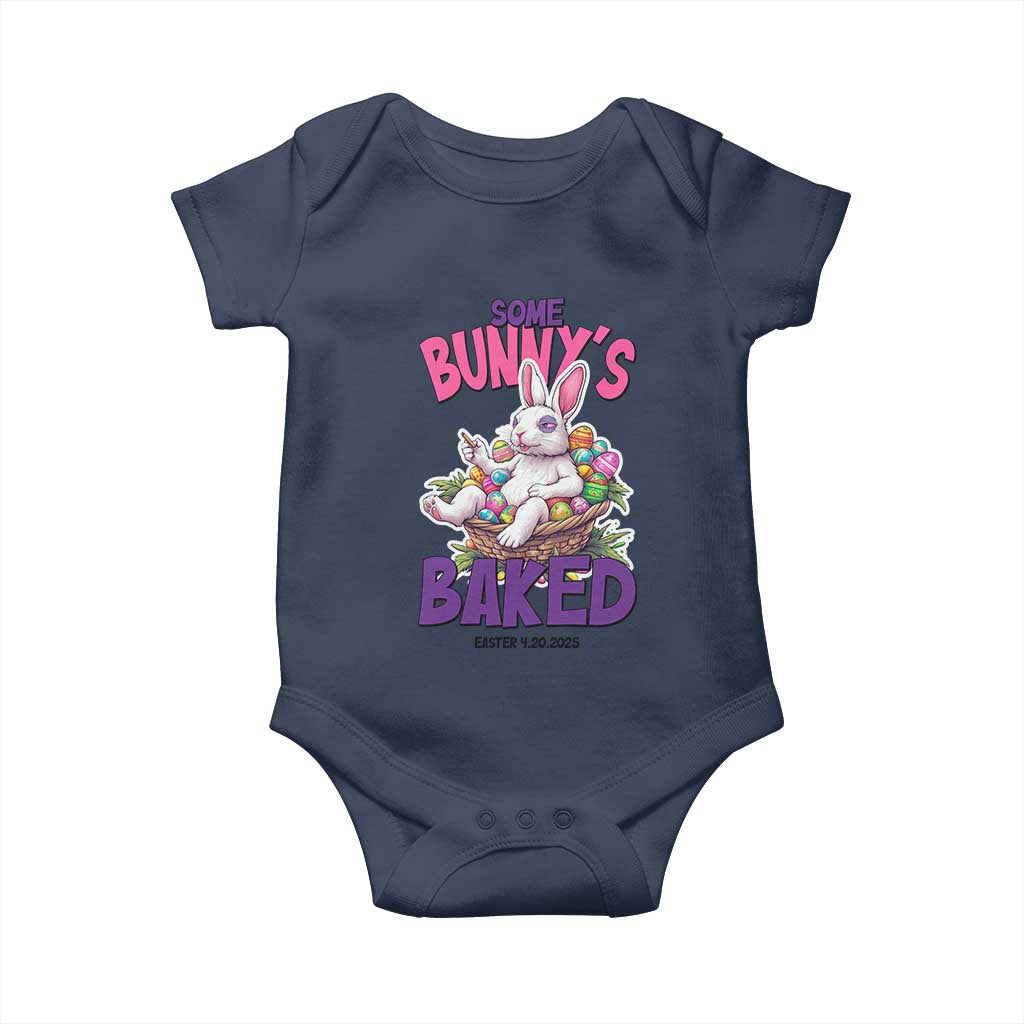 Happy 420 Easter Baby Onesie Bunny Funny Weed Smoking Rabbit Cannabis 4/20 Day TS02 Navy Print Your Wear