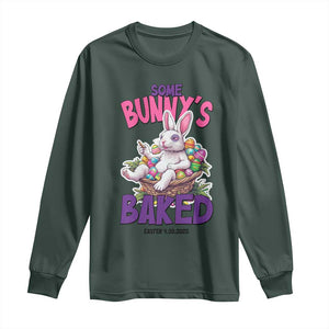 Happy 420 Easter Long Sleeve Shirt Bunny Funny Weed Smoking Rabbit Cannabis 4/20 Day TS02 Dark Forest Green Print Your Wear