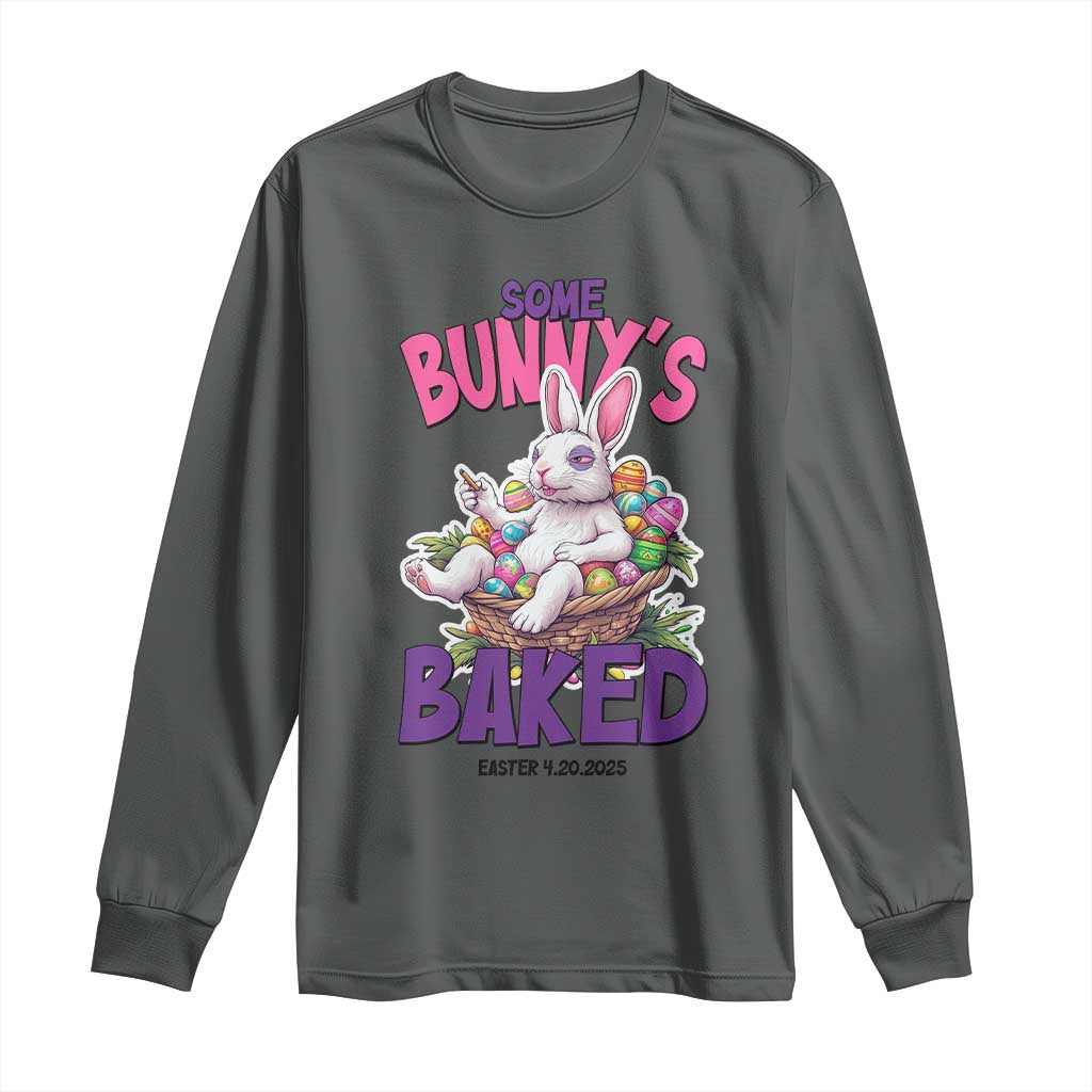 Happy 420 Easter Long Sleeve Shirt Bunny Funny Weed Smoking Rabbit Cannabis 4/20 Day TS02 Dark Heather Print Your Wear