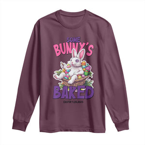 Happy 420 Easter Long Sleeve Shirt Bunny Funny Weed Smoking Rabbit Cannabis 4/20 Day TS02 Maroon Print Your Wear