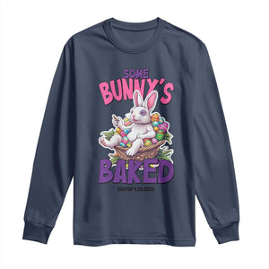 Happy 420 Easter Long Sleeve Shirt Bunny Funny Weed Smoking Rabbit Cannabis 4/20 Day TS02 Navy Print Your Wear
