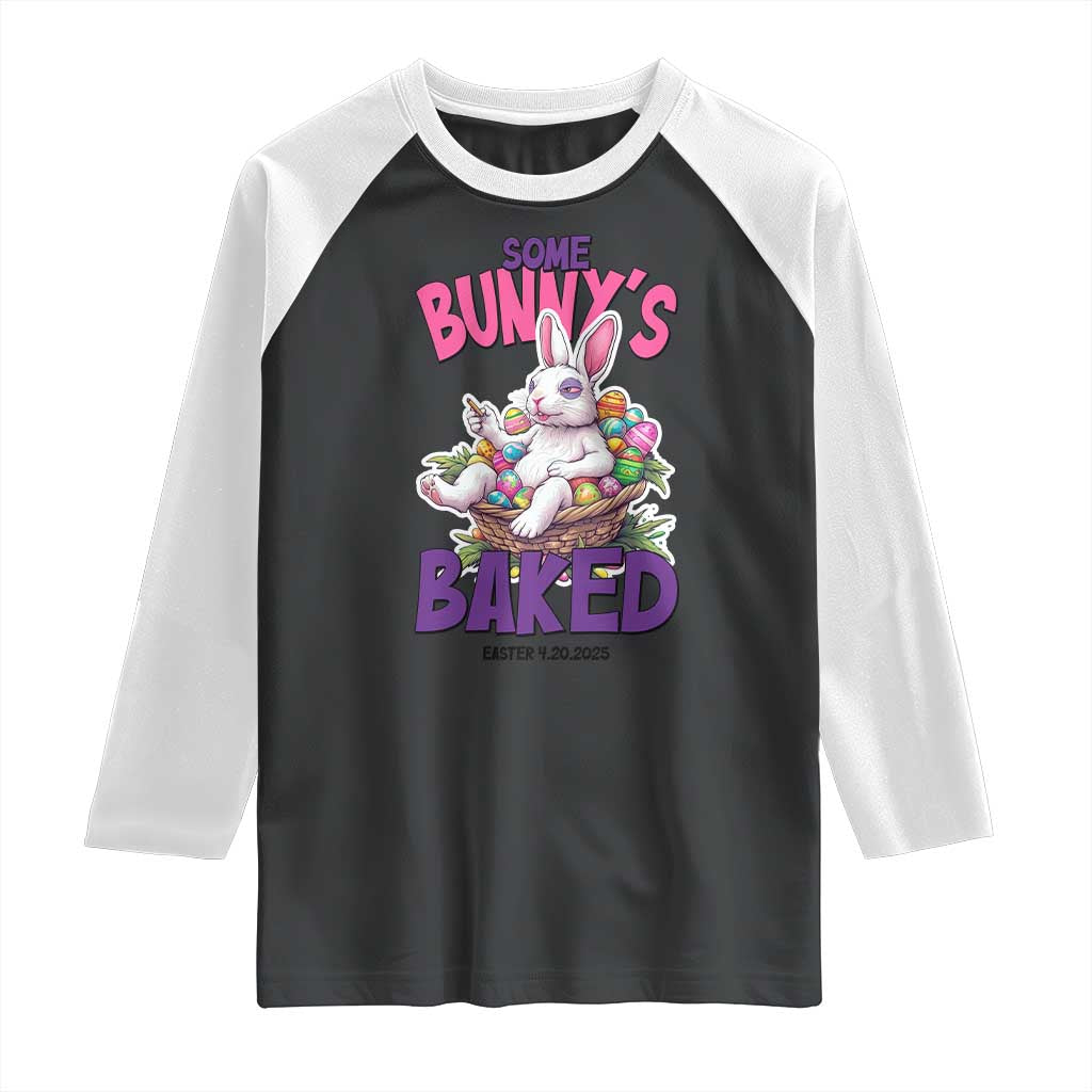 Happy 420 Easter Raglan Shirt Bunny Funny Weed Smoking Rabbit Cannabis 4/20 Day TS02 Black White Print Your Wear