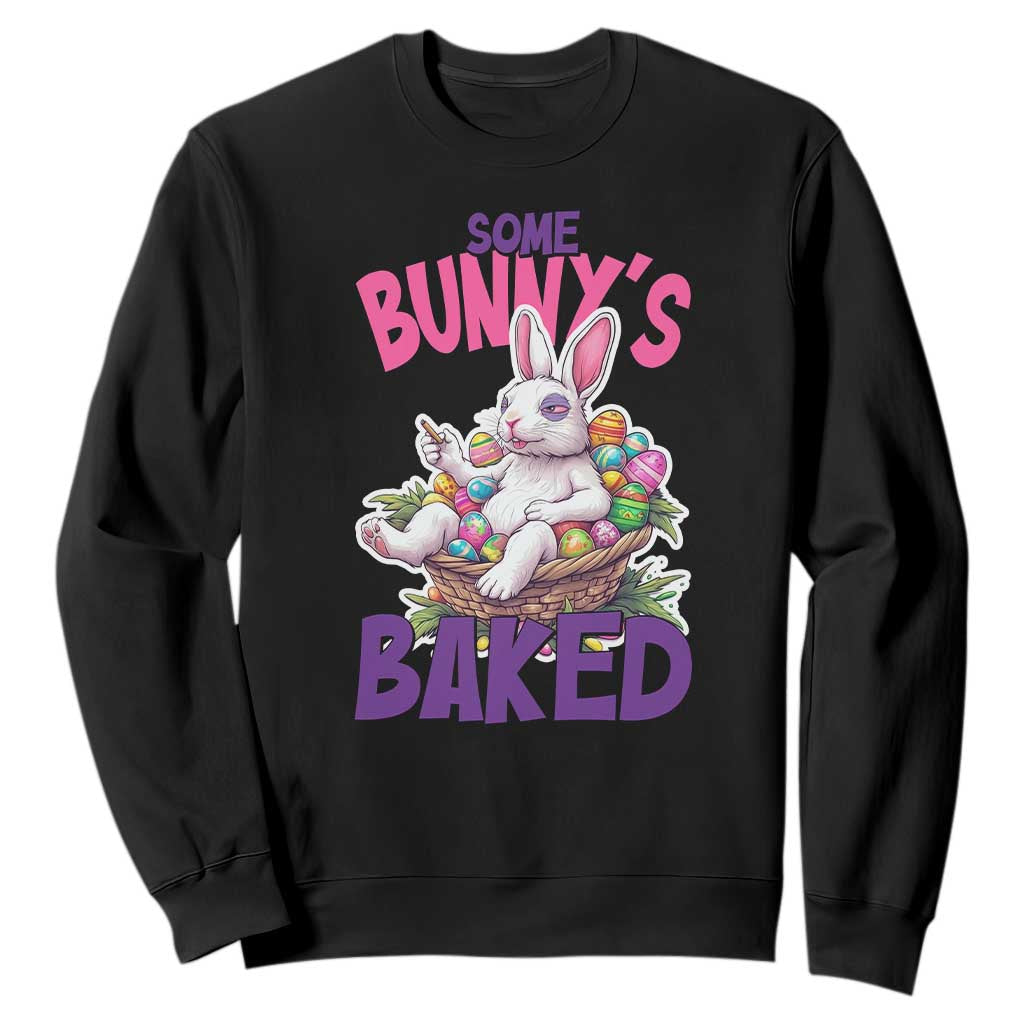 Happy 420 Easter Sweatshirt Bunny Funny Weed Smoking Rabbit Cannabis 4/20 Day TS02 Black Print Your Wear