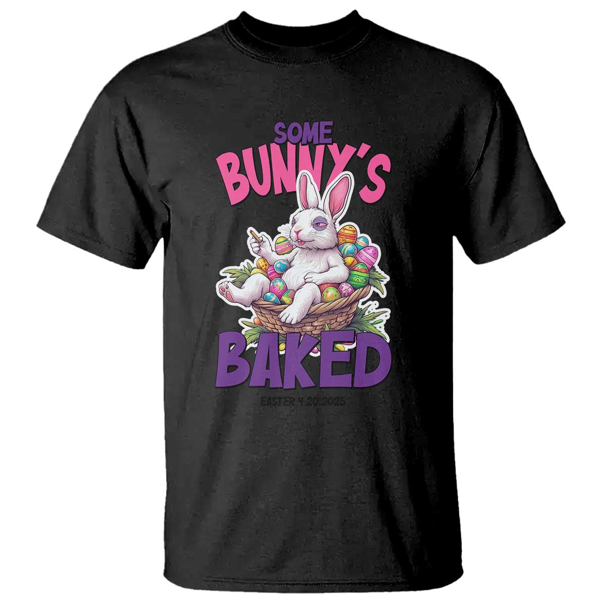 Happy 420 Easter T Shirt Bunny Funny Weed Smoking Rabbit Cannabis 4/20 Day TS02 Black Print Your Wear