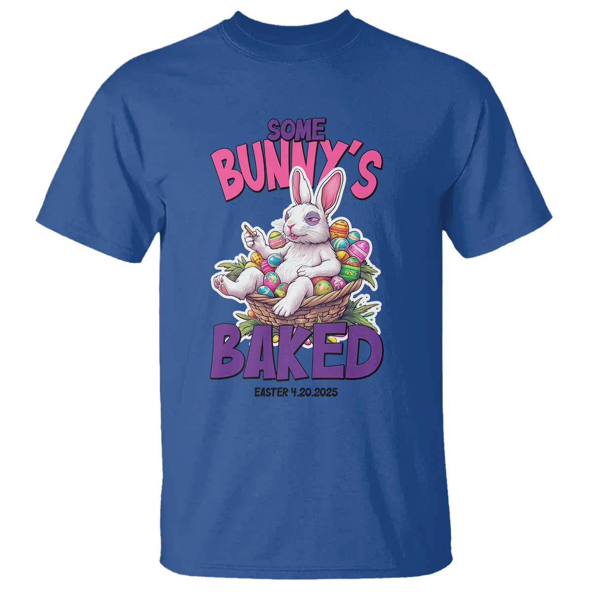 Happy 420 Easter T Shirt Bunny Funny Weed Smoking Rabbit Cannabis 4/20 Day TS02 Royal Blue Print Your Wear