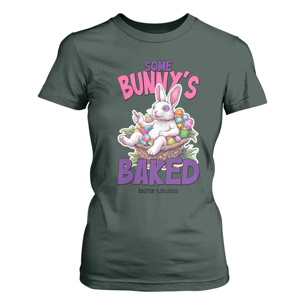 Happy 420 Easter T Shirt For Women Bunny Funny Weed Smoking Rabbit Cannabis 4/20 Day TS02 Dark Forest Green Print Your Wear