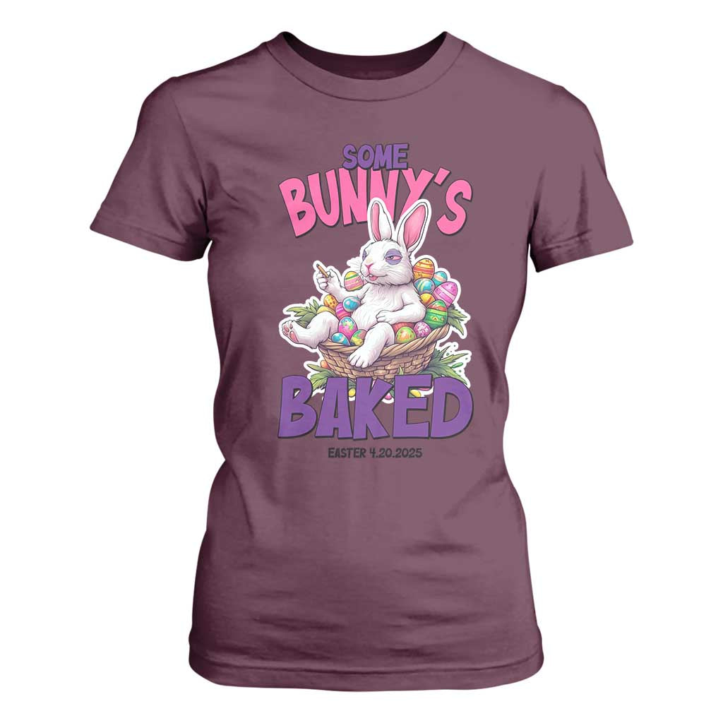 Happy 420 Easter T Shirt For Women Bunny Funny Weed Smoking Rabbit Cannabis 4/20 Day TS02 Maroon Print Your Wear