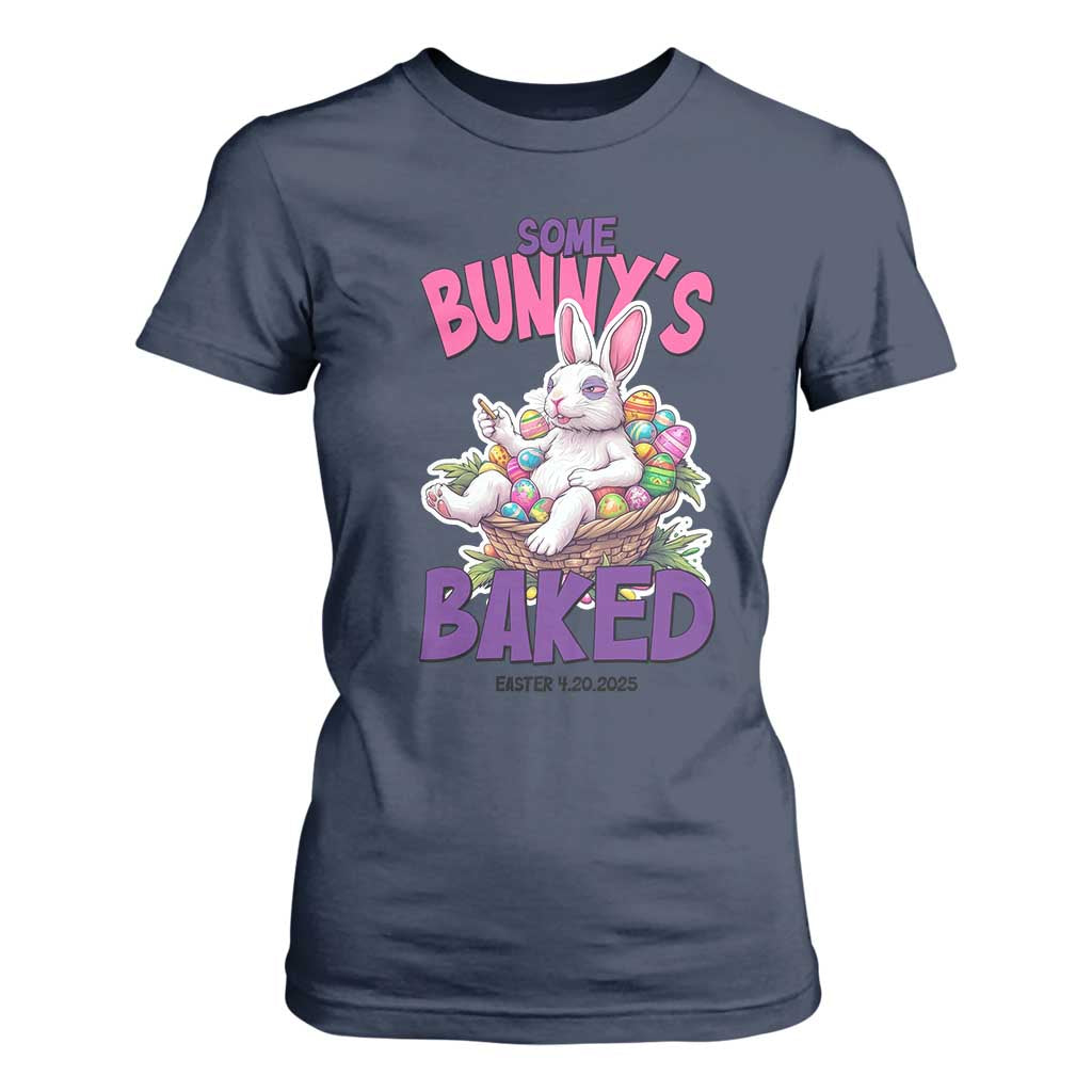 Happy 420 Easter T Shirt For Women Bunny Funny Weed Smoking Rabbit Cannabis 4/20 Day TS02 Navy Print Your Wear