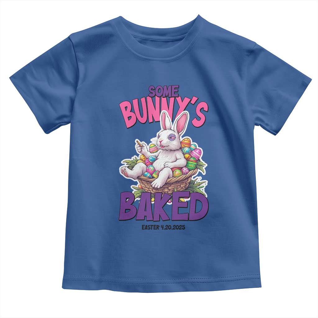 Happy 420 Easter Toddler T Shirt Bunny Funny Weed Smoking Rabbit Cannabis 4/20 Day TS02 Royal Blue Print Your Wear