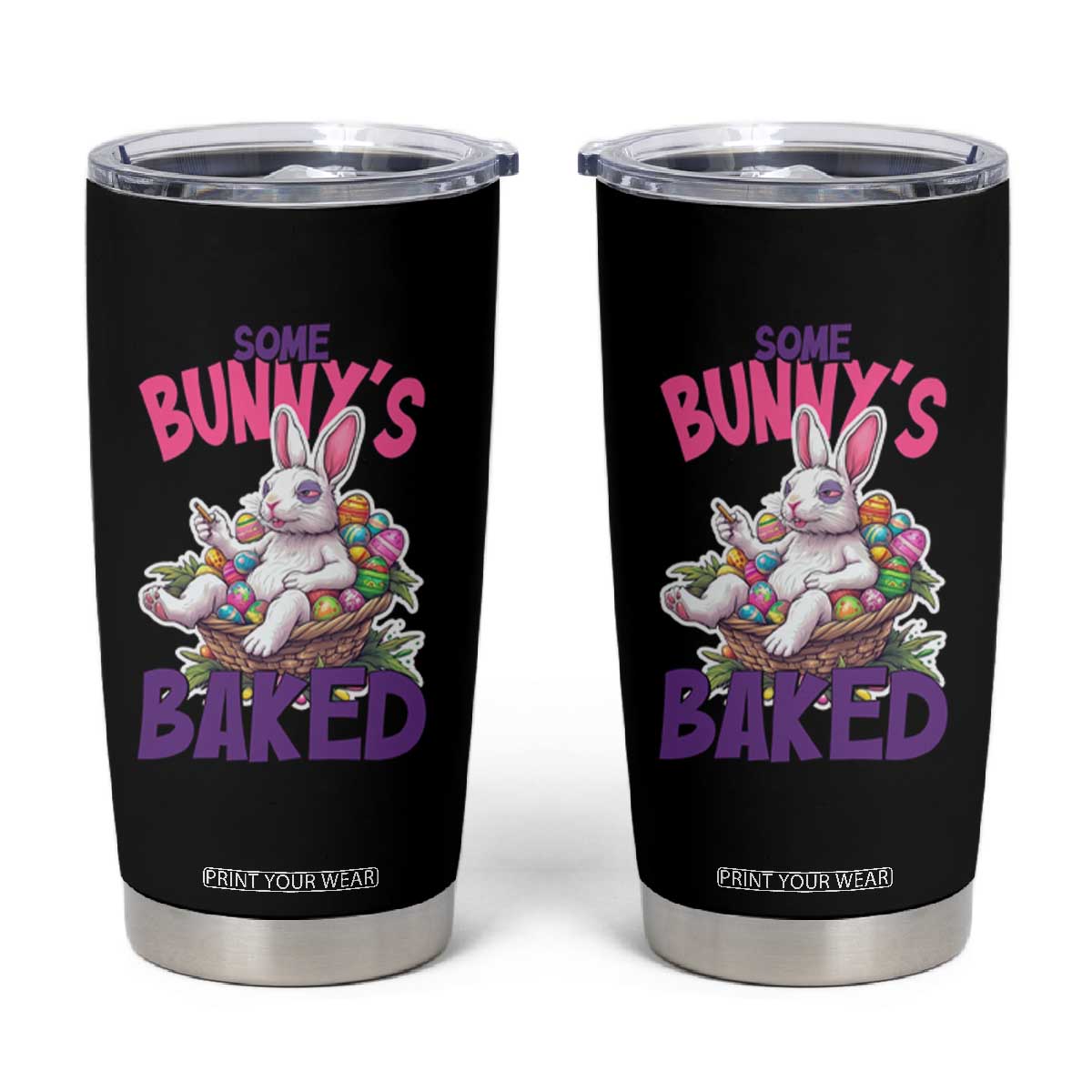 Happy 420 Easter Tumbler Cup Bunny Funny Weed Smoking Rabbit Cannabis 4/20 Day TS02 Black Print Your Wear