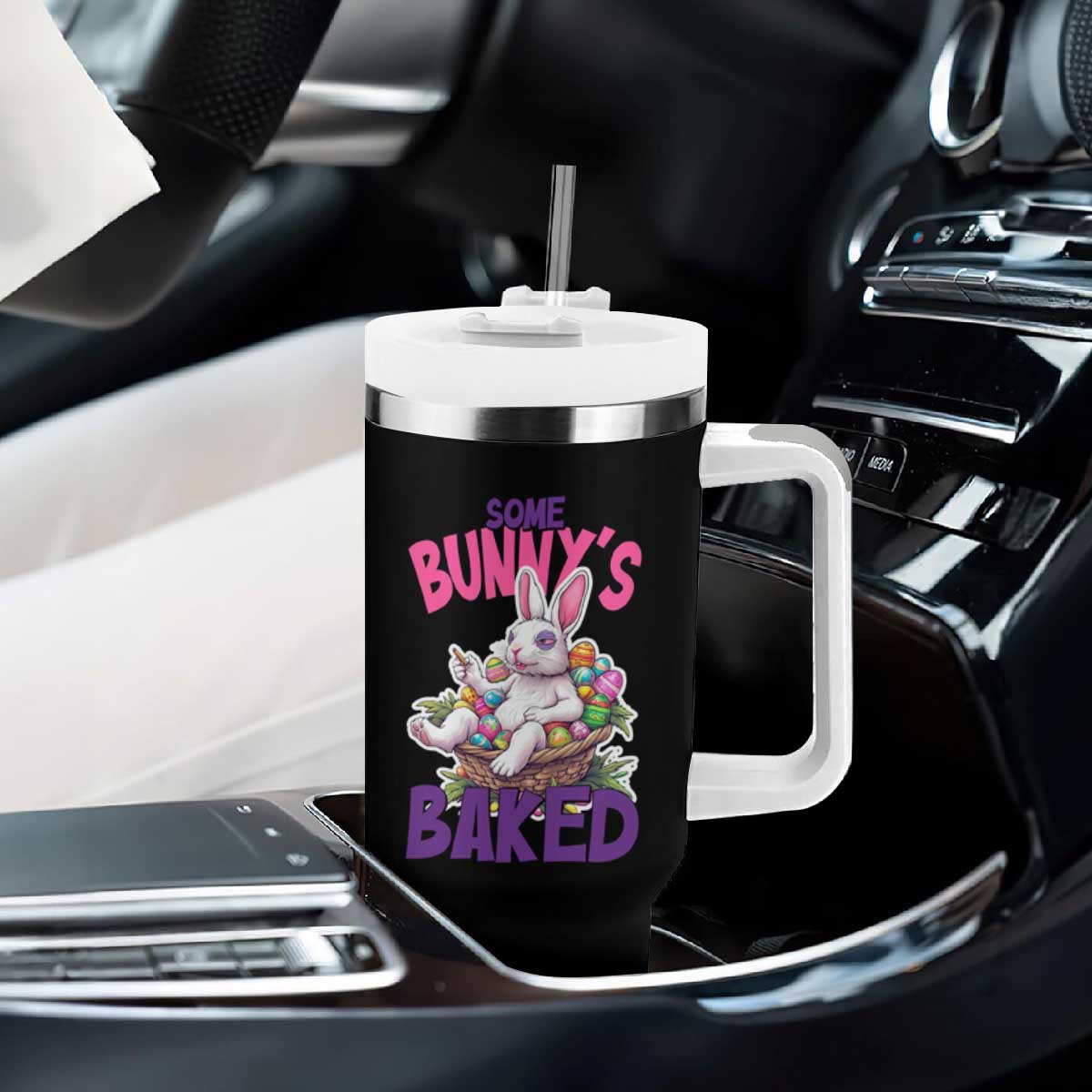 Happy 420 Easter Tumbler With Handle Bunny Funny Weed Smoking Rabbit Cannabis 4/20 Day TS02 Print Your Wear