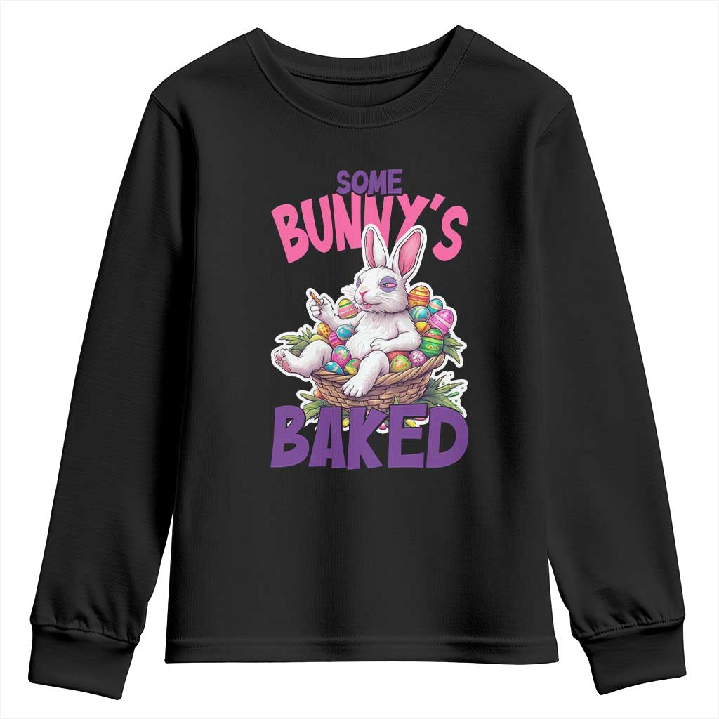 Happy 420 Easter Youth Sweatshirt Bunny Funny Weed Smoking Rabbit Cannabis 4/20 Day TS02 Black Print Your Wear