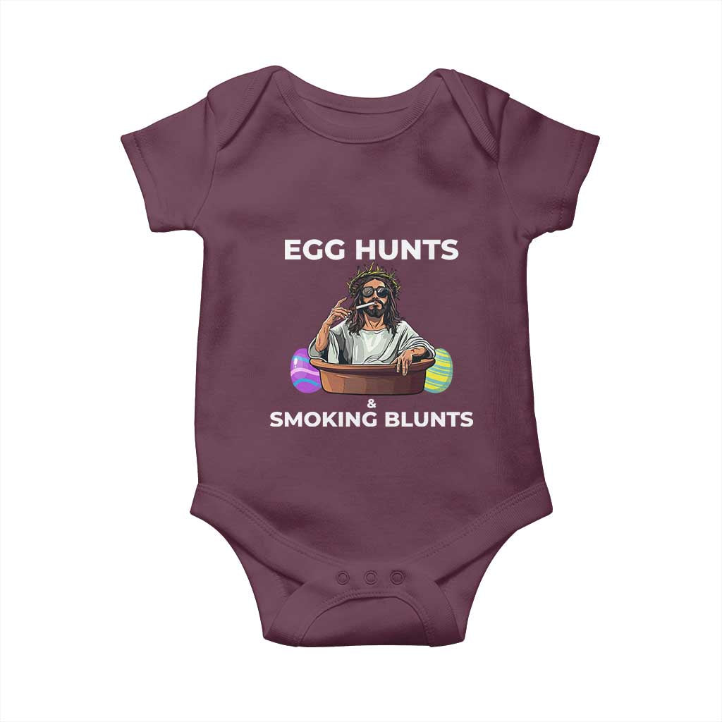 Happy 420 Easter Baby Onesie Blunt Stoner TS02 Maroon Print Your Wear