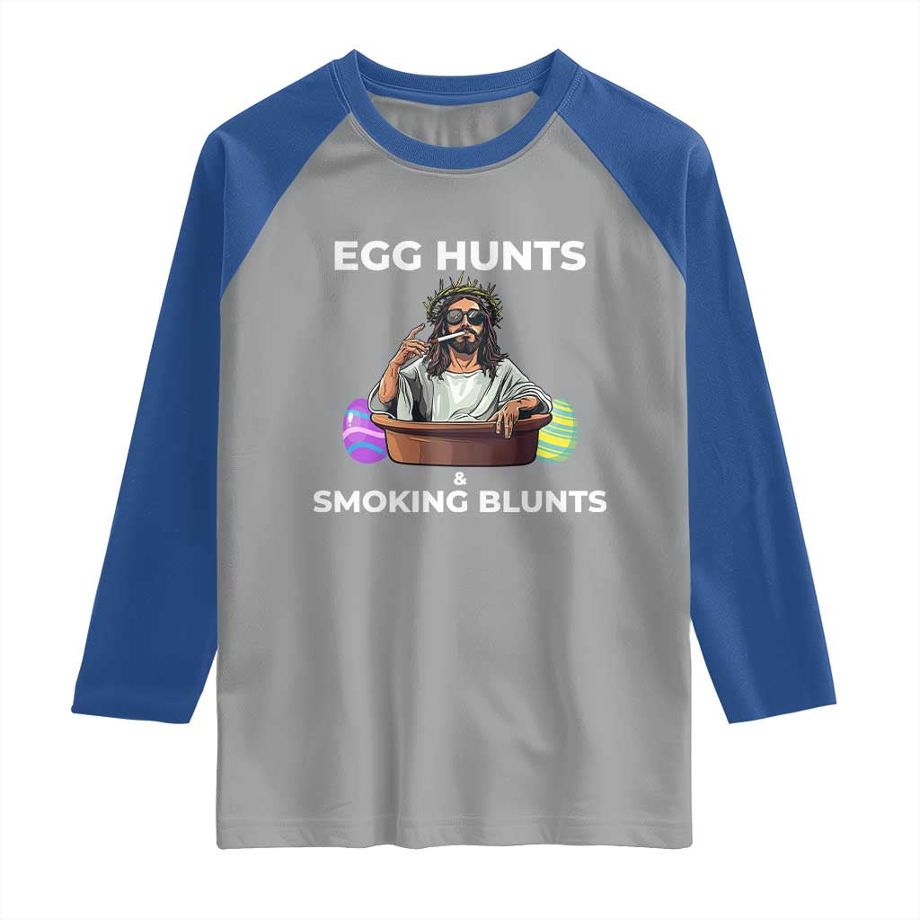 Happy 420 Easter Raglan Shirt Blunt Stoner TS02 Sport Gray Royal Print Your Wear