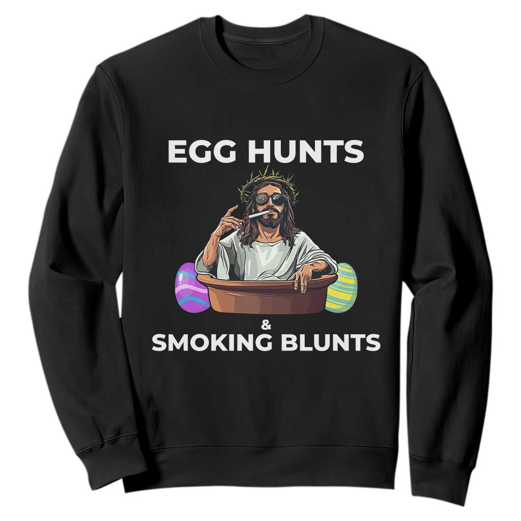 Happy 420 Easter Sweatshirt Blunt Stoner TS02 Black Print Your Wear