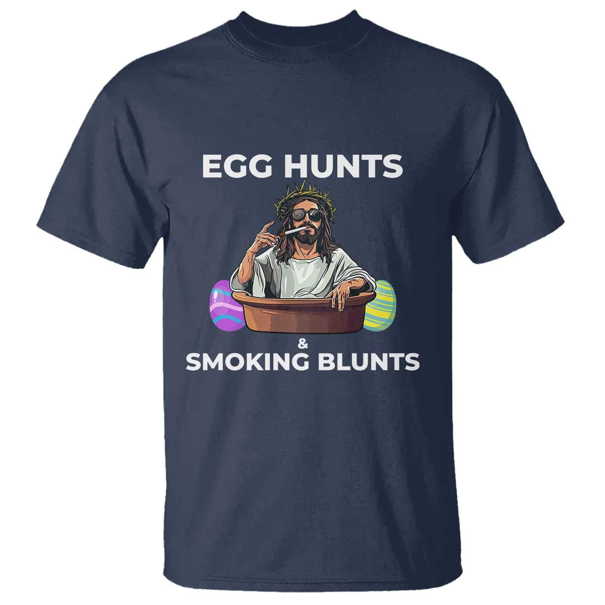 Happy 420 Easter T Shirt Blunt Stoner TS02 Navy Print Your Wear