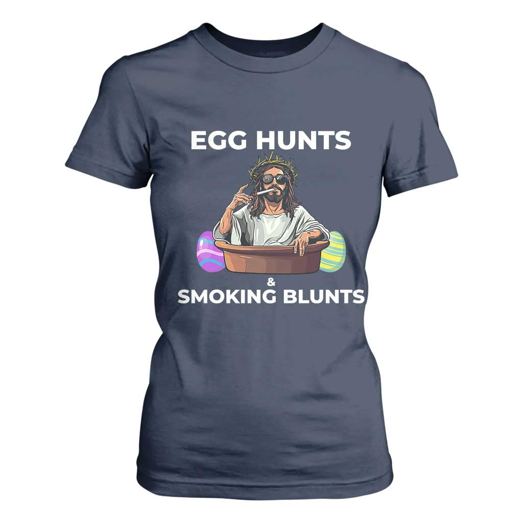 Happy 420 Easter T Shirt For Women Blunt Stoner TS02 Navy Print Your Wear