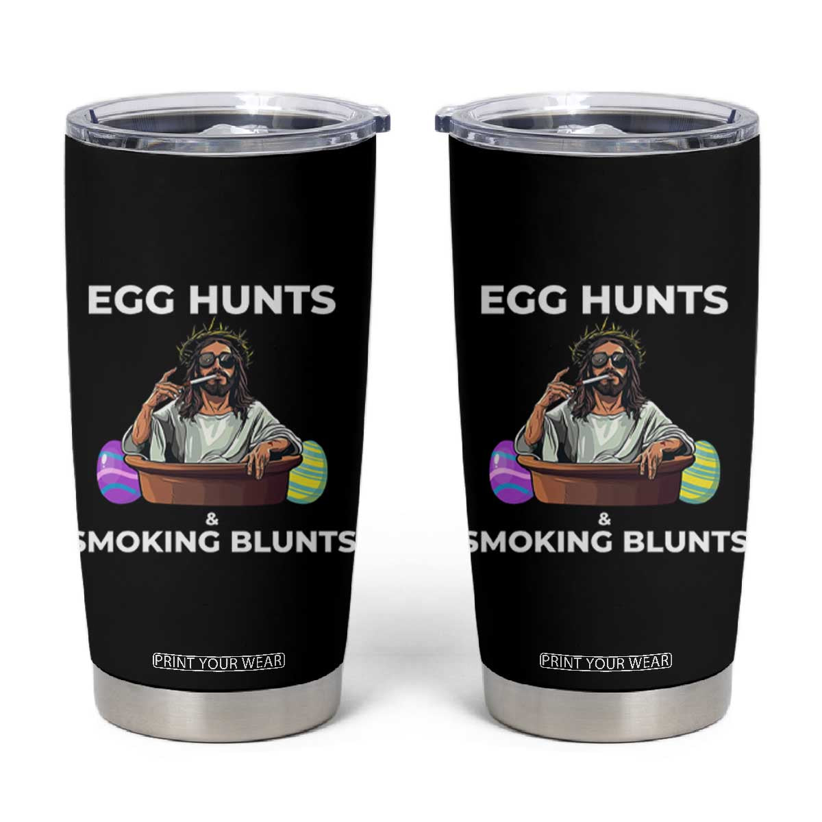Happy 420 Easter Tumbler Cup Blunt Stoner TS02 Black Print Your Wear