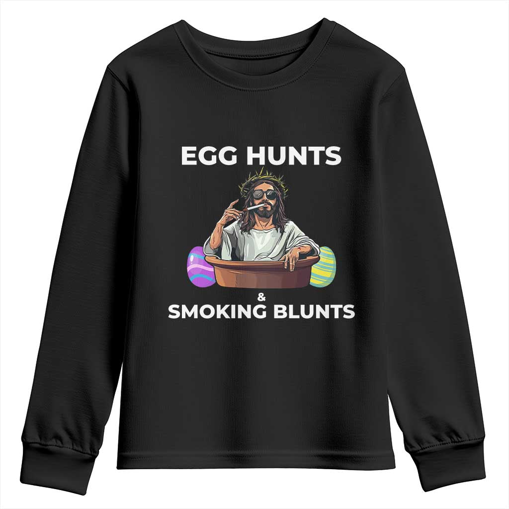 Happy 420 Easter Youth Sweatshirt Blunt Stoner TS02 Black Print Your Wear