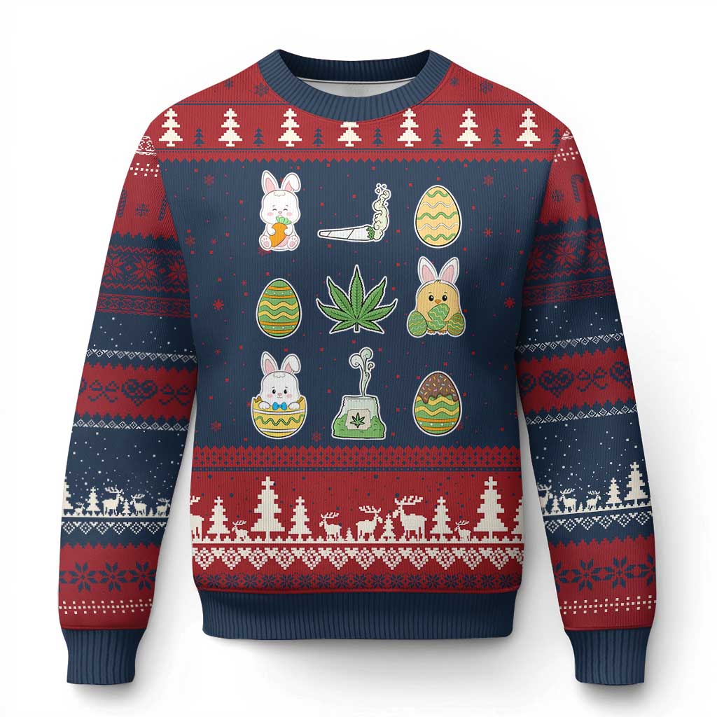 Happy 420 Easter Ugly Christmas Sweater TS02 Navy Red Print Your Wear