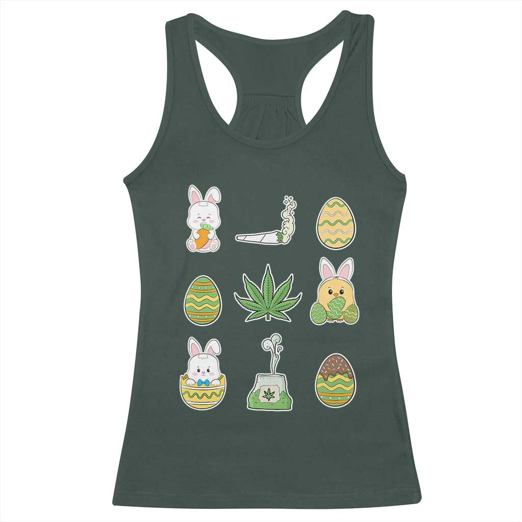 Happy 420 Easter Racerback Tank Top TS02 Dark Forest Green Print Your Wear