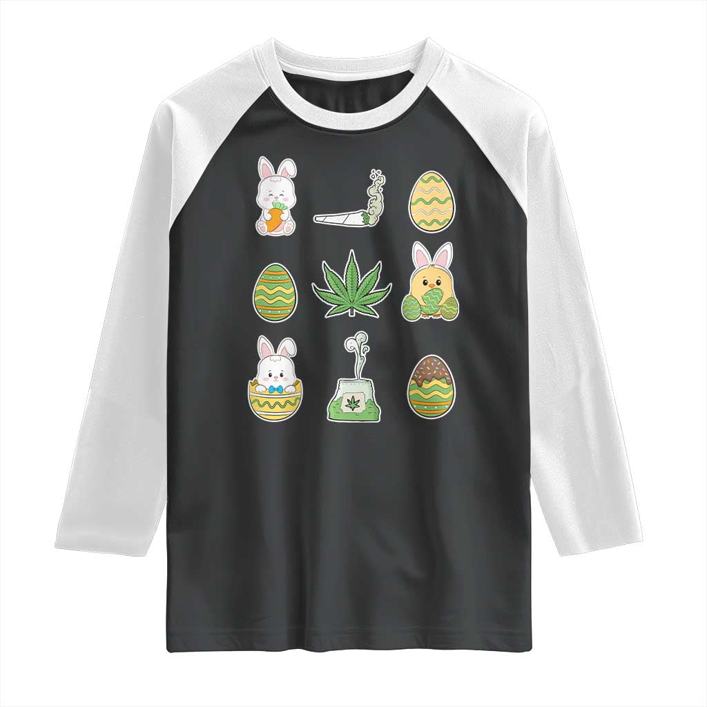 Happy 420 Easter Raglan Shirt TS02 Black White Print Your Wear