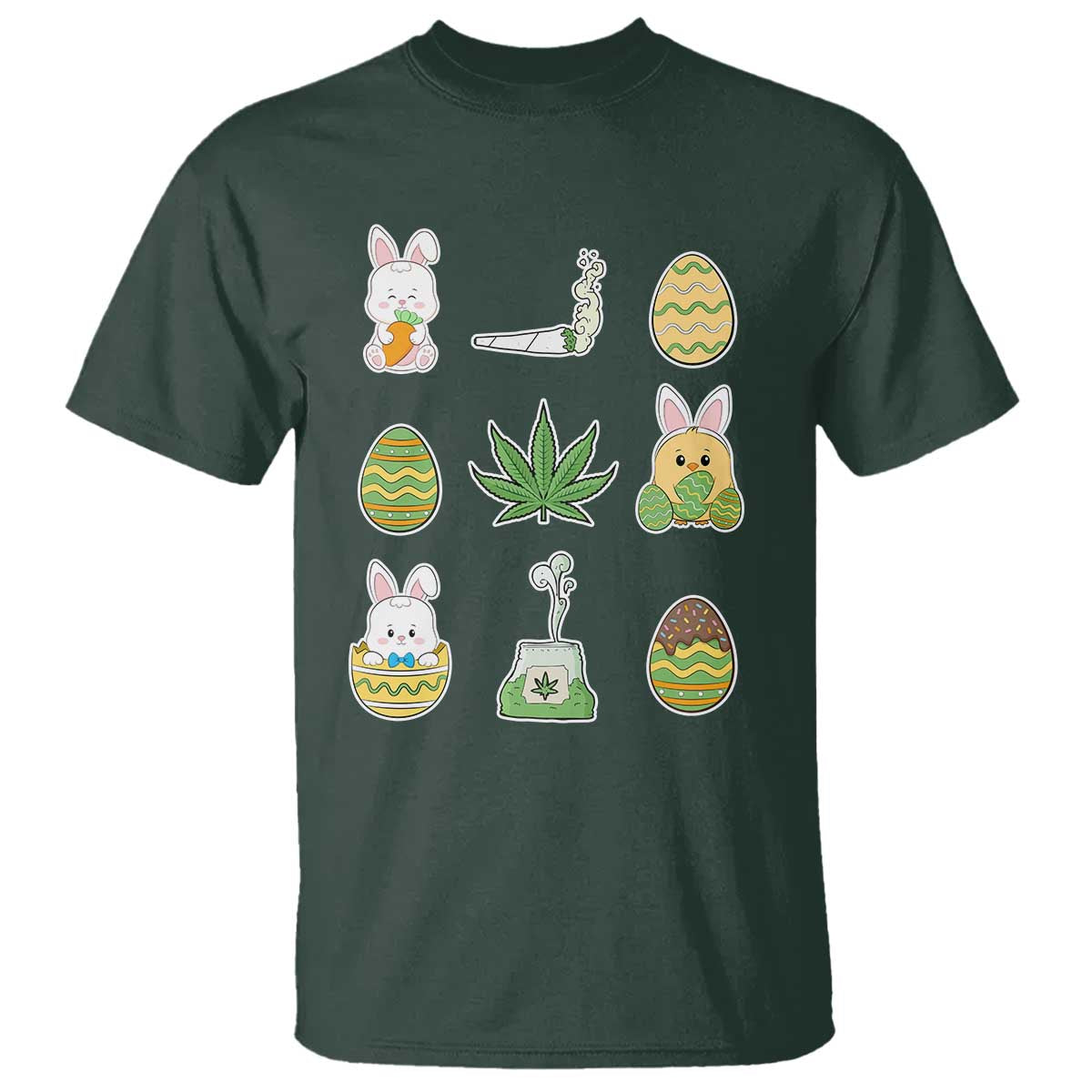Happy 420 Easter T Shirt TS02 Dark Forest Green Print Your Wear