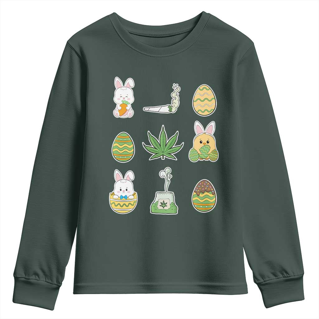 Happy 420 Easter Youth Sweatshirt TS02 Dark Forest Green Print Your Wear