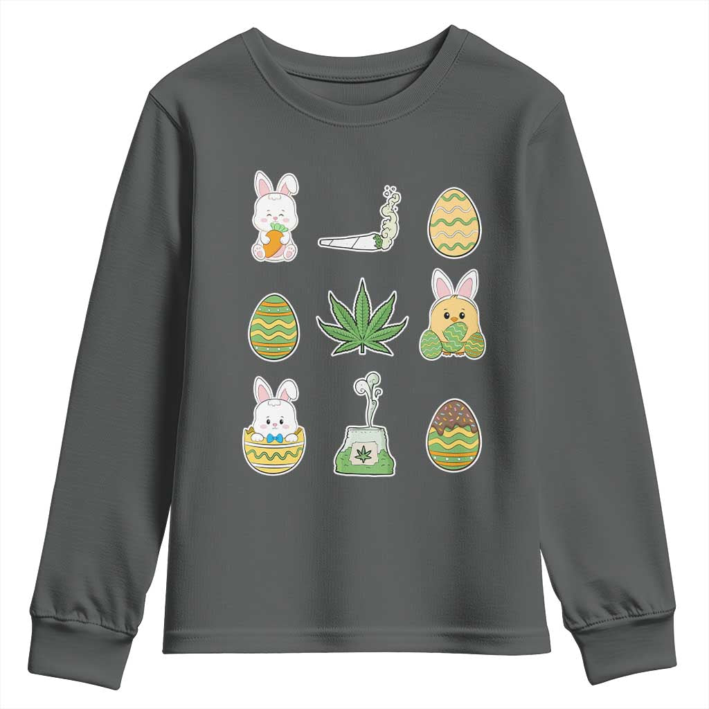 Happy 420 Easter Youth Sweatshirt TS02 Dark Heather Print Your Wear