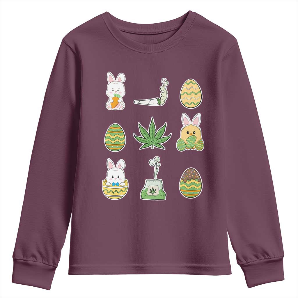 Happy 420 Easter Youth Sweatshirt TS02 Maroon Print Your Wear