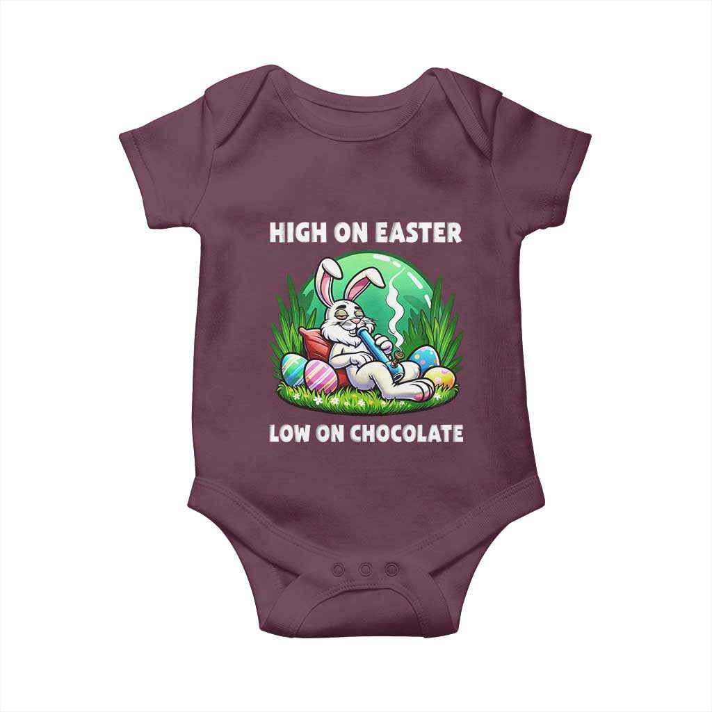 Happy 420 Easter Baby Onesie Funny Bunny Marijuana Cannabis Weed TS02 Maroon Print Your Wear