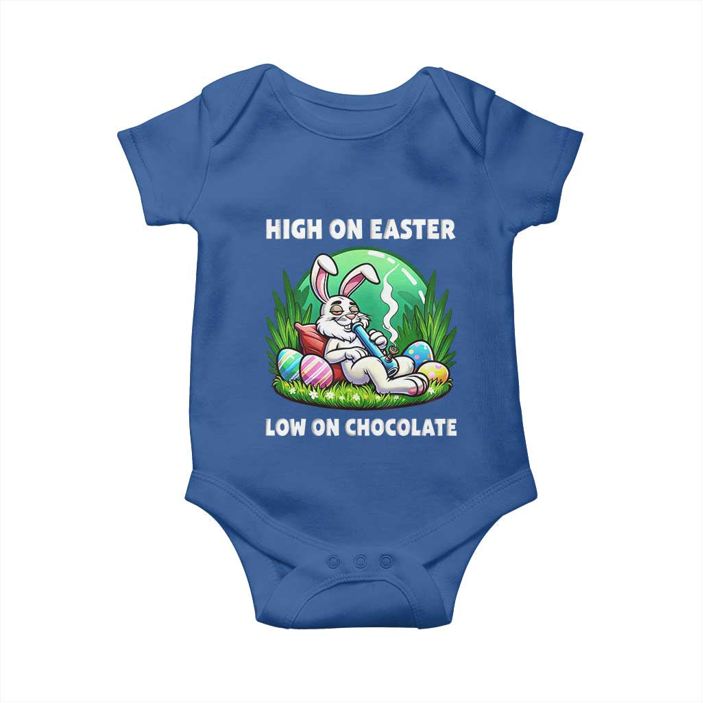 Happy 420 Easter Baby Onesie Funny Bunny Marijuana Cannabis Weed TS02 Royal Blue Print Your Wear