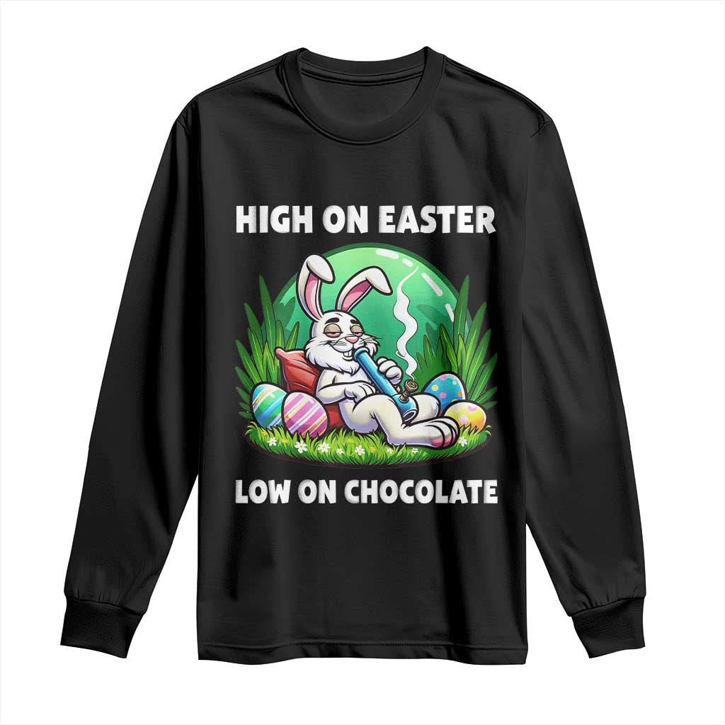 Happy 420 Easter Long Sleeve Shirt Funny Bunny Marijuana Cannabis Weed TS02 Black Print Your Wear