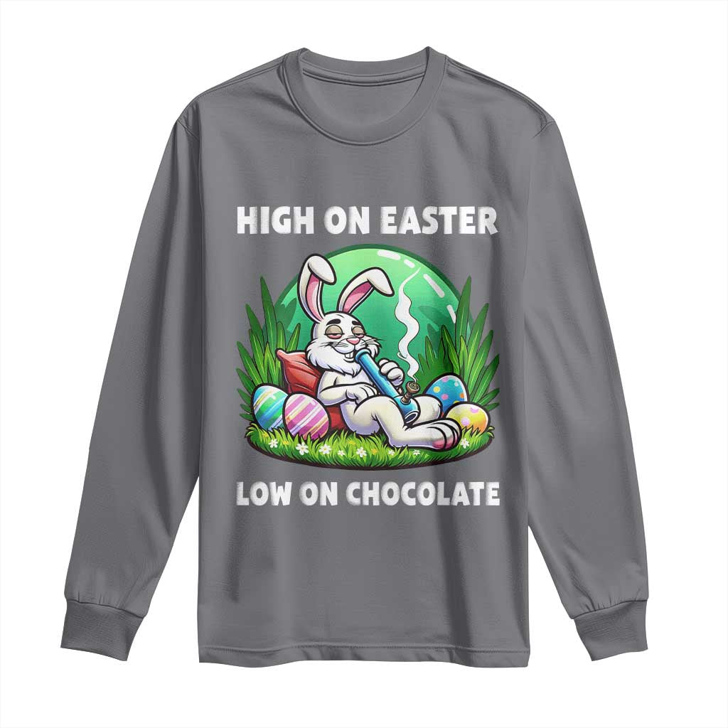 Happy 420 Easter Long Sleeve Shirt Funny Bunny Marijuana Cannabis Weed TS02 Charcoal Print Your Wear