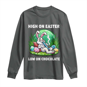 Happy 420 Easter Long Sleeve Shirt Funny Bunny Marijuana Cannabis Weed TS02 Dark Heather Print Your Wear