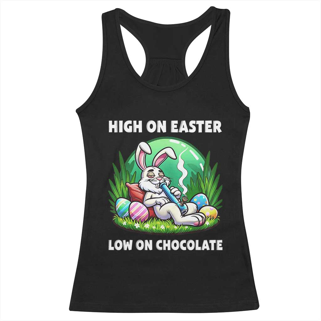 Happy 420 Easter Racerback Tank Top Funny Bunny Marijuana Cannabis Weed TS02 Black Print Your Wear