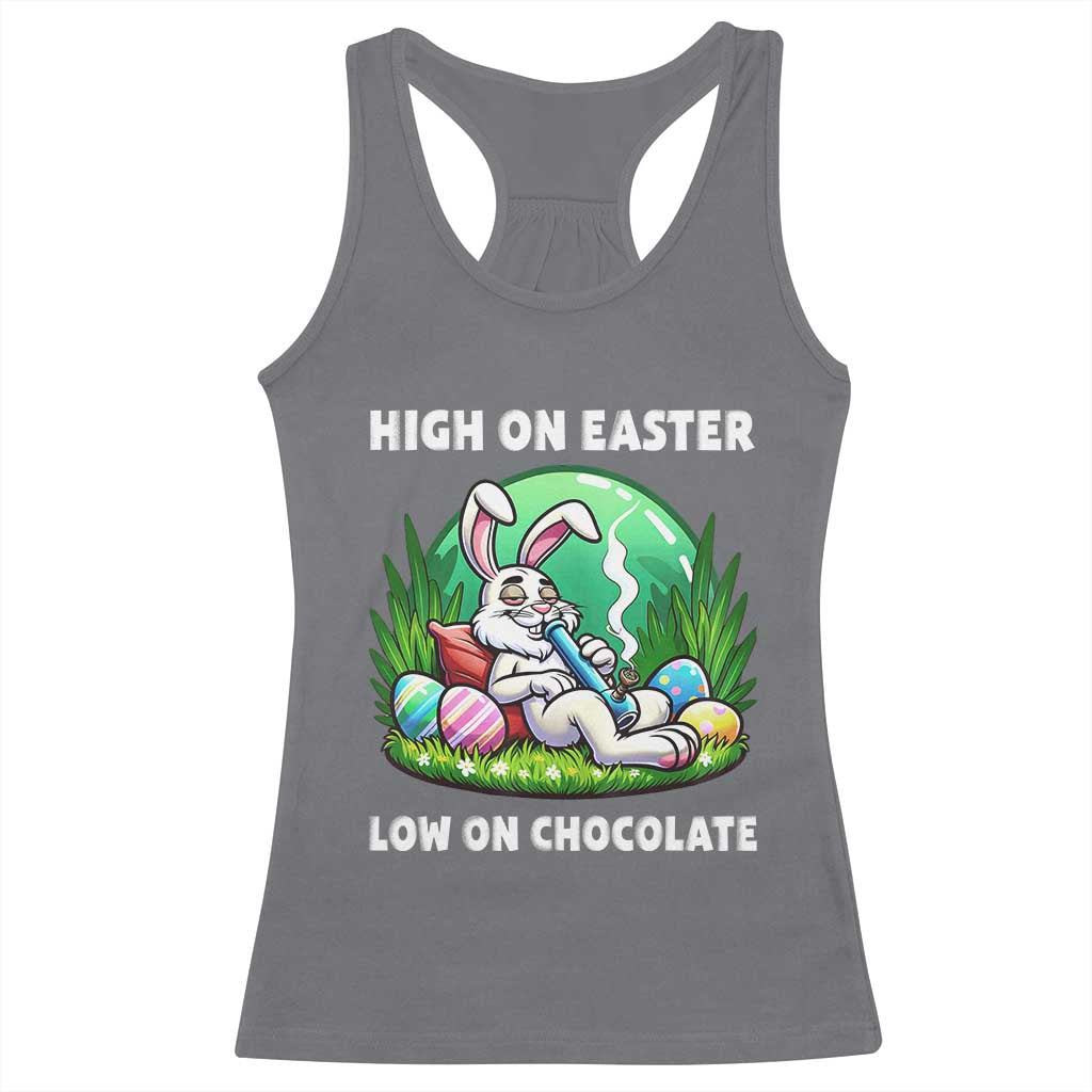 Happy 420 Easter Racerback Tank Top Funny Bunny Marijuana Cannabis Weed TS02 Charcoal Print Your Wear