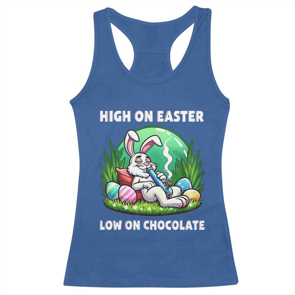 Happy 420 Easter Racerback Tank Top Funny Bunny Marijuana Cannabis Weed TS02 Royal Blue Print Your Wear