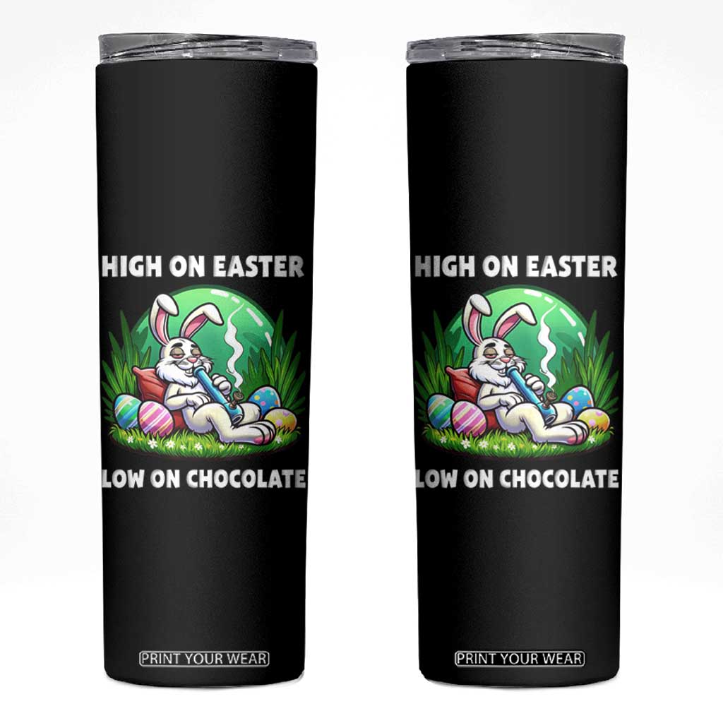 Happy 420 Easter Skinny Tumbler Funny Bunny Marijuana Cannabis Weed TS02 Black Print Your Wear