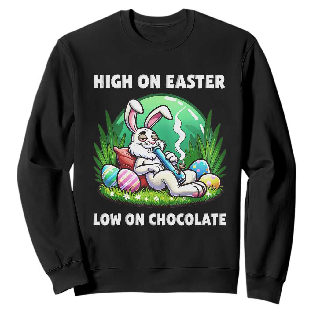 Happy 420 Easter Sweatshirt Funny Bunny Marijuana Cannabis Weed TS02 Black Print Your Wear