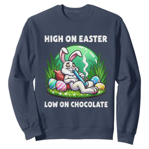 Happy 420 Easter Sweatshirt Funny Bunny Marijuana Cannabis Weed TS02 Navy Print Your Wear
