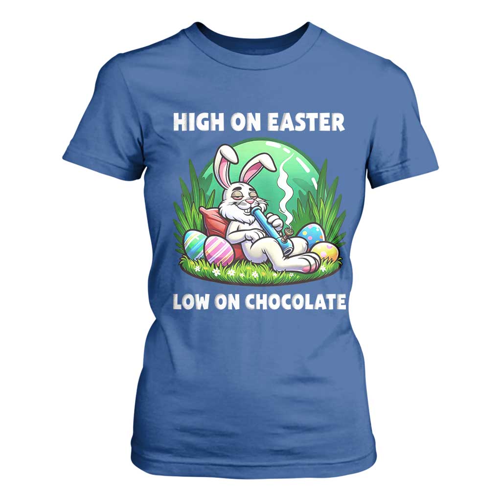 Happy 420 Easter T Shirt For Women Funny Bunny Marijuana Cannabis Weed TS02 Royal Blue Print Your Wear