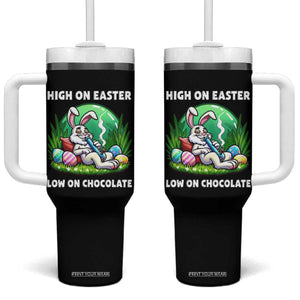Happy 420 Easter Tumbler With Handle Funny Bunny Marijuana Cannabis Weed TS02 One Size: 40 oz Black Print Your Wear