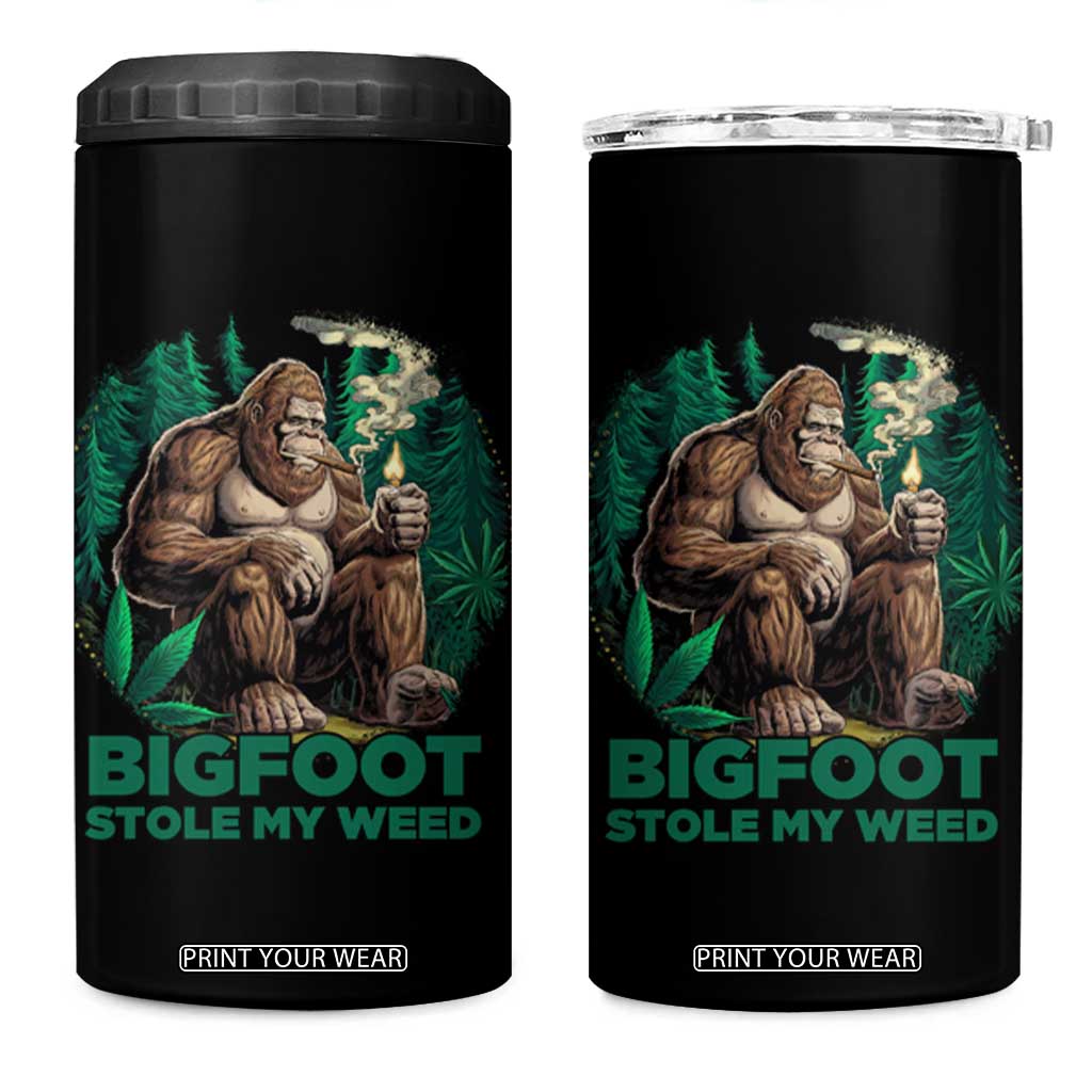 Funny Sasquatch Marijuana 4 in 1 Can Cooler Tumbler Bigfoot Stole My Weed Vintage 420 TS02 One Size: 16 oz Black Print Your Wear