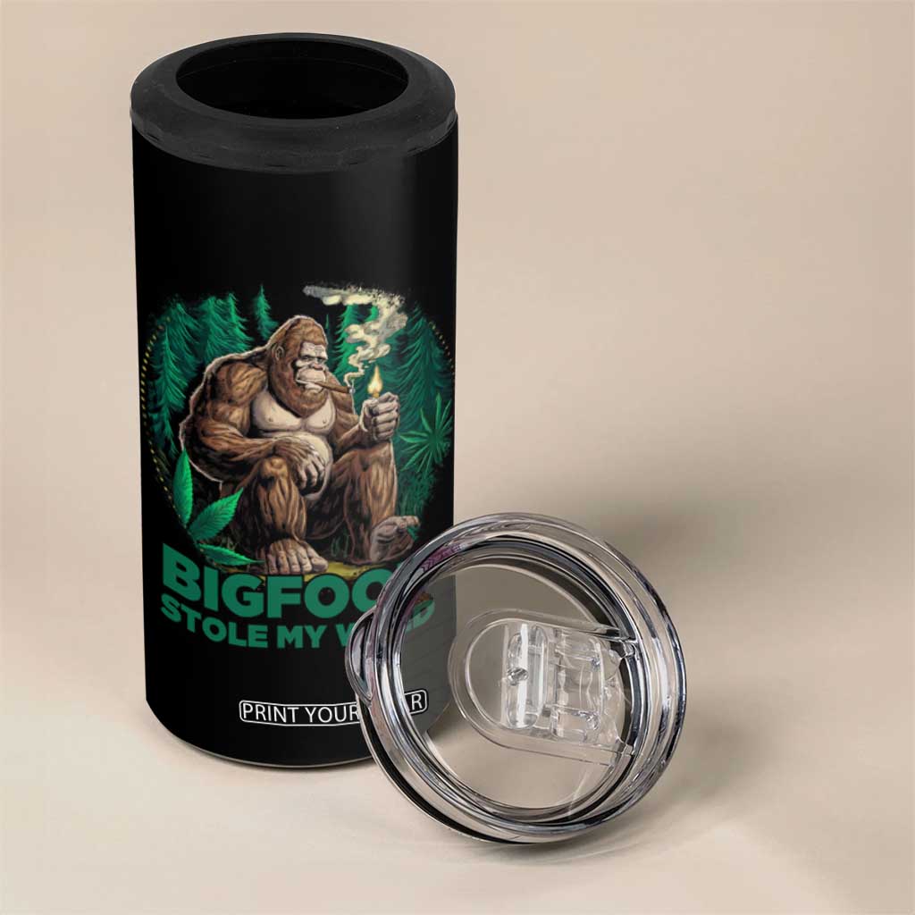Funny Sasquatch Marijuana 4 in 1 Can Cooler Tumbler Bigfoot Stole My Weed Vintage 420 TS02 Print Your Wear
